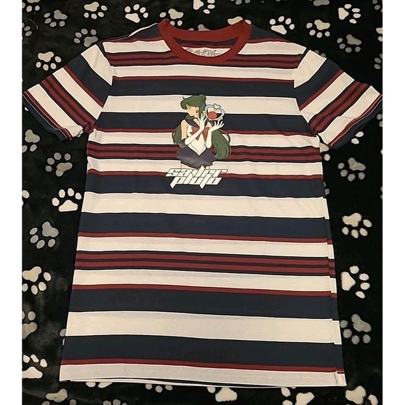 Lunchbox Sailor Moon Sailor Pluto Striped Tshirt Men's XS No Tags - Picture 1 of 4